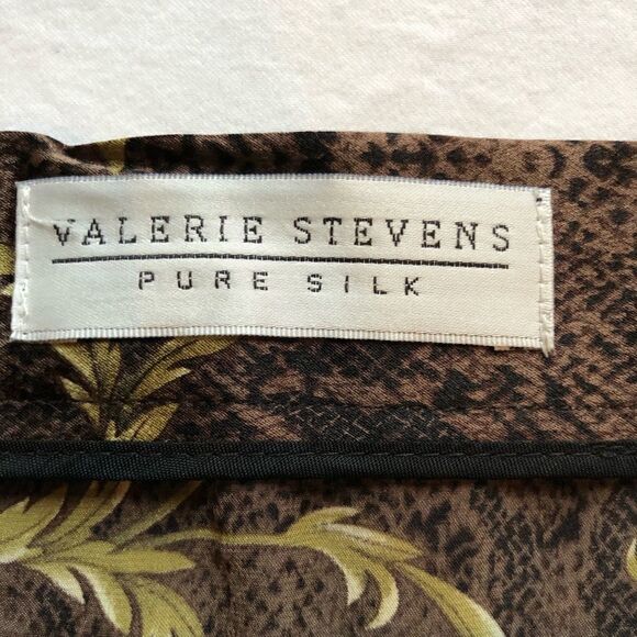 Valerie Steven Skirt set Silk Black/Brown/Gold long skirt button down blouse 6 - Picture 7 of 13